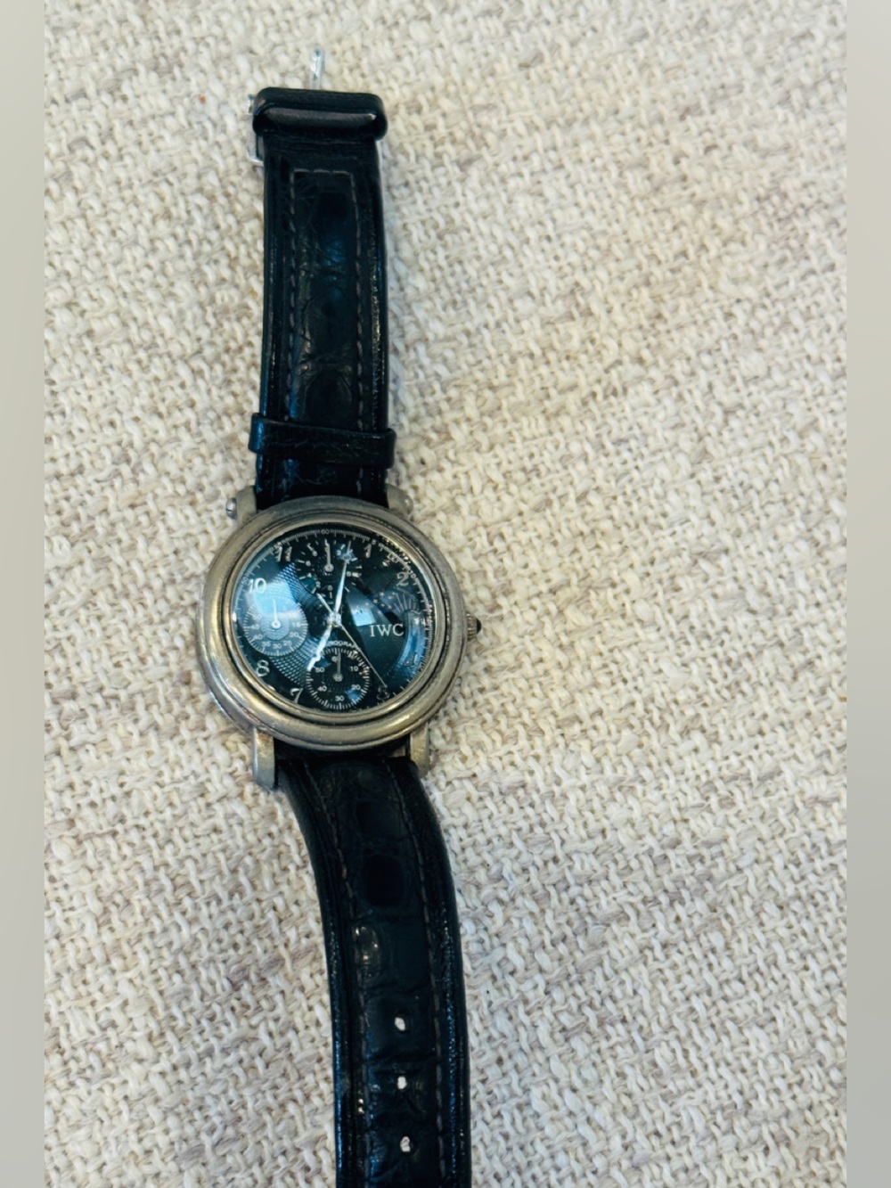 IWC Men's Chronograph Watch in Black with Silver Case